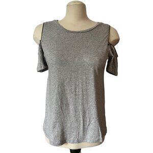 Michael Kors Grey Zipper Sleeve T shirt Blouse Sz Small Soft Basic Casual Shirt